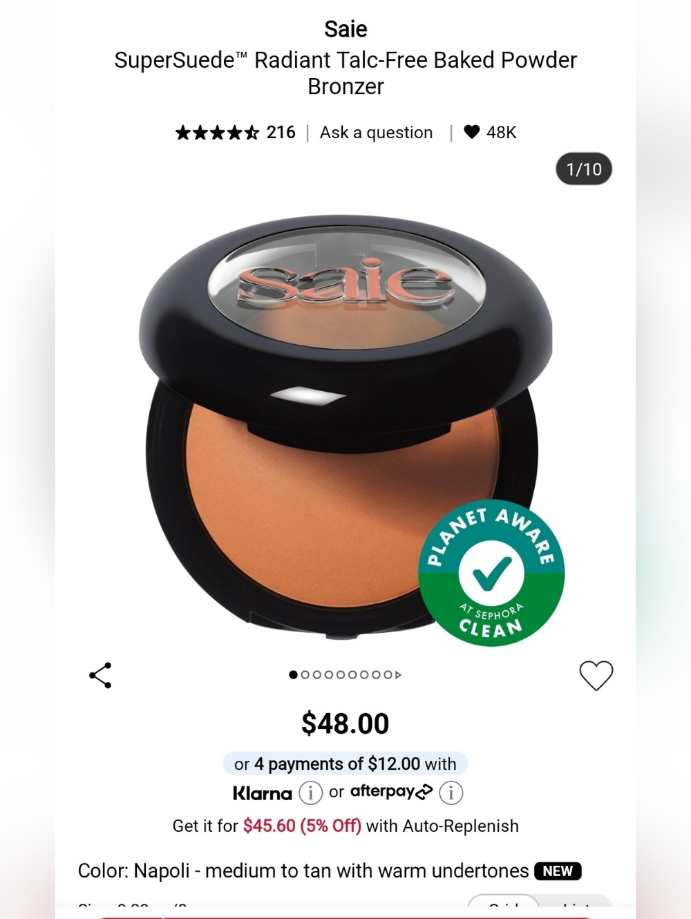 Saie Bronzer Compact — Warm Tan (Napoli)